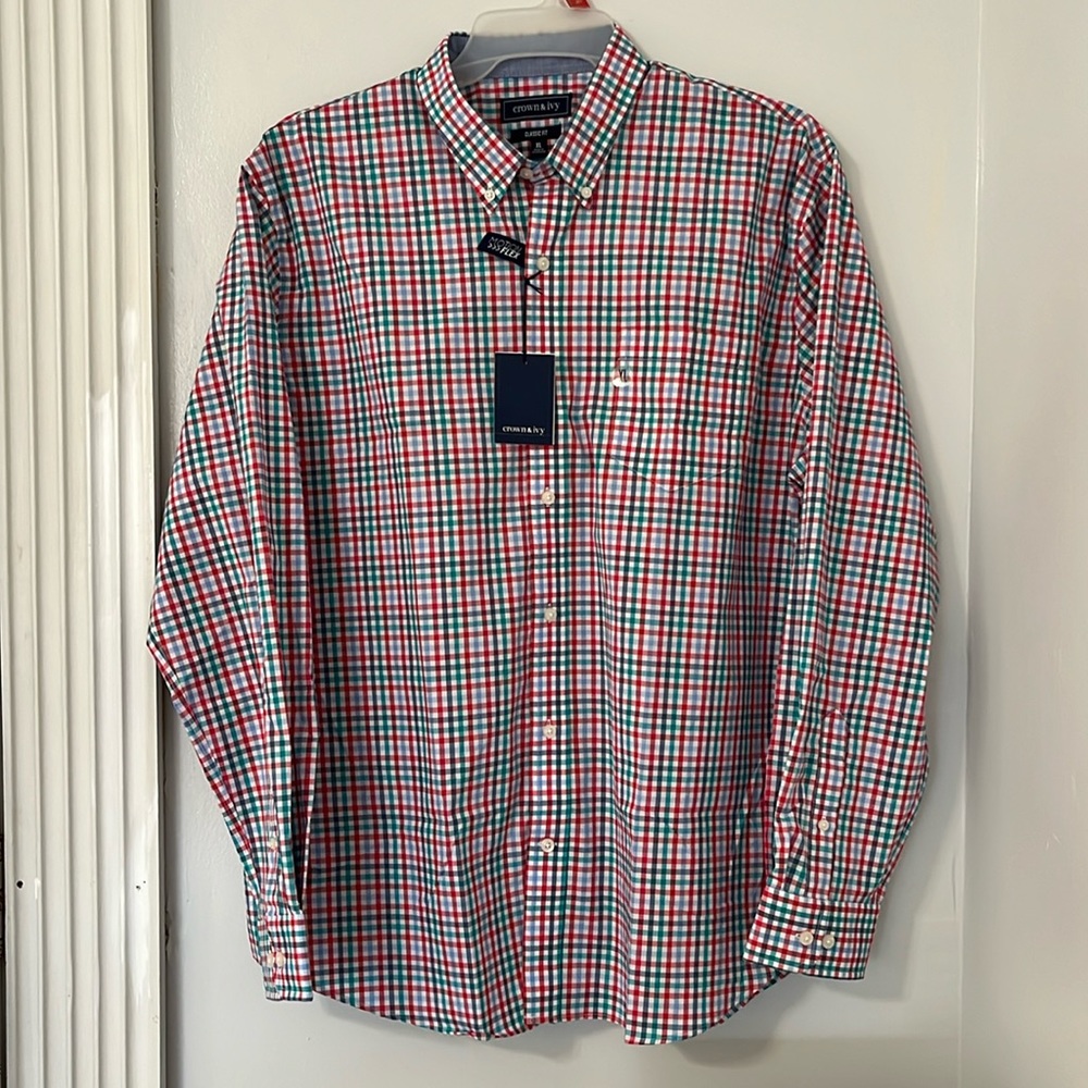Crown & Ivy Button Front L/S Men's Dress Shirt size XL NWT